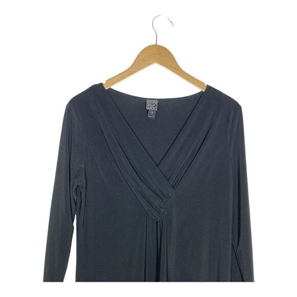 Clara Sun Woo Tunic Women's Black Medium V-Neck Long Sleeve Classic Top Slinky - Picture 2 of 10